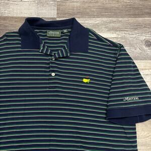 Masters 60s Two-Ply Mercerized Green Blue XL Striped Performance Golf Polo Shirt